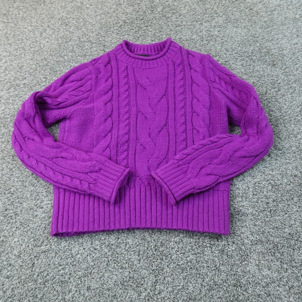 Banana Republic Sweater Womens M Purple Cable Knit Roll Neck Crewneck Pullover